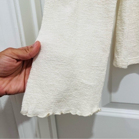 Madewell Texture & Thread Cream Ruffled Mockneck Top Bell Sleeve Women's Medium - Picture 5 of 9